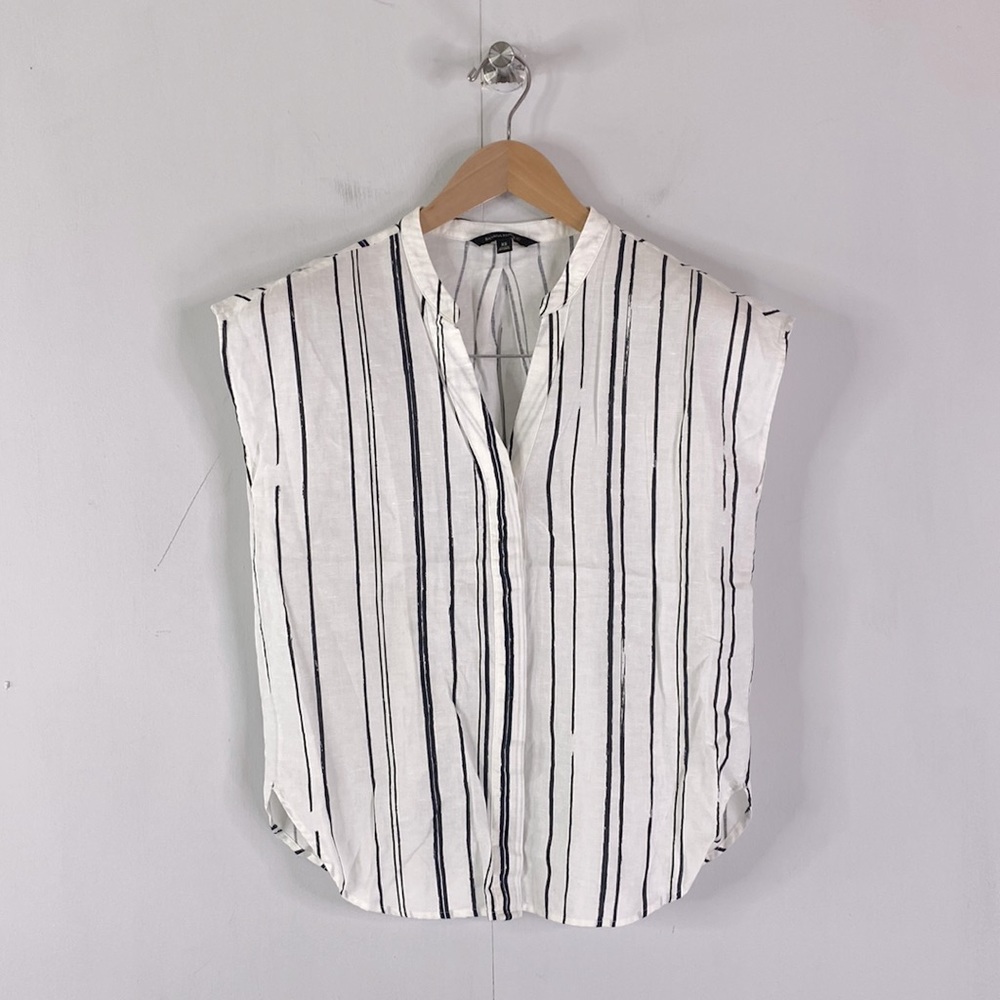 Banana Republic Boxy Linen Stripe Button Up Shirt